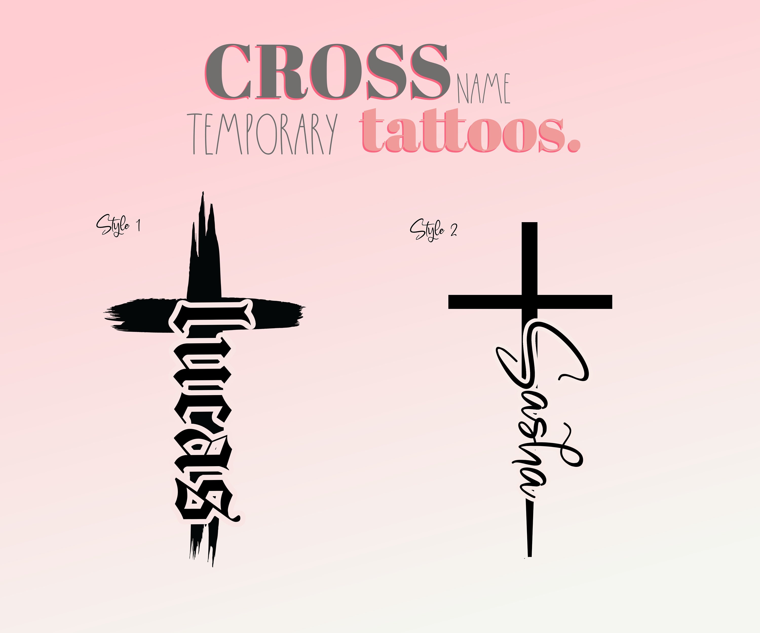 Custom Cross Temporary Personalized Name Tattoo - Etsy
