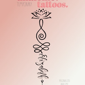Custom Unalome Spiritual Temporary Personalized Name Tattoo