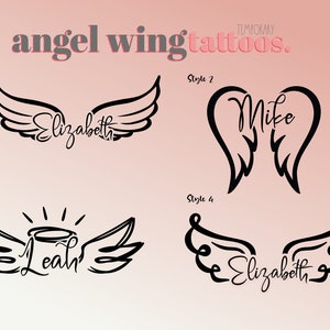 Angel Wings Personalized Custom Temporary Name Tattoos - Etsy