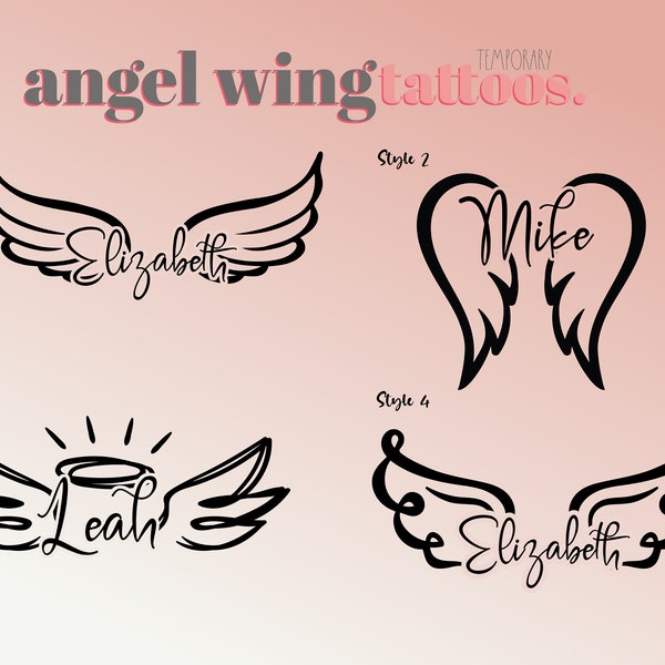 Angel Wings Tattoo With Name Etsy