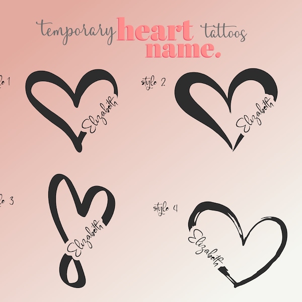 Custom Heart Temporary Personalized Name Tattoo