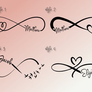 Custom Infinity Temporary Personalized Name Tattoo HEART INFINITY