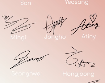 ATEEZサイン Kpop Group Ateez Signature Temporary Tattoo - Etsy 日本