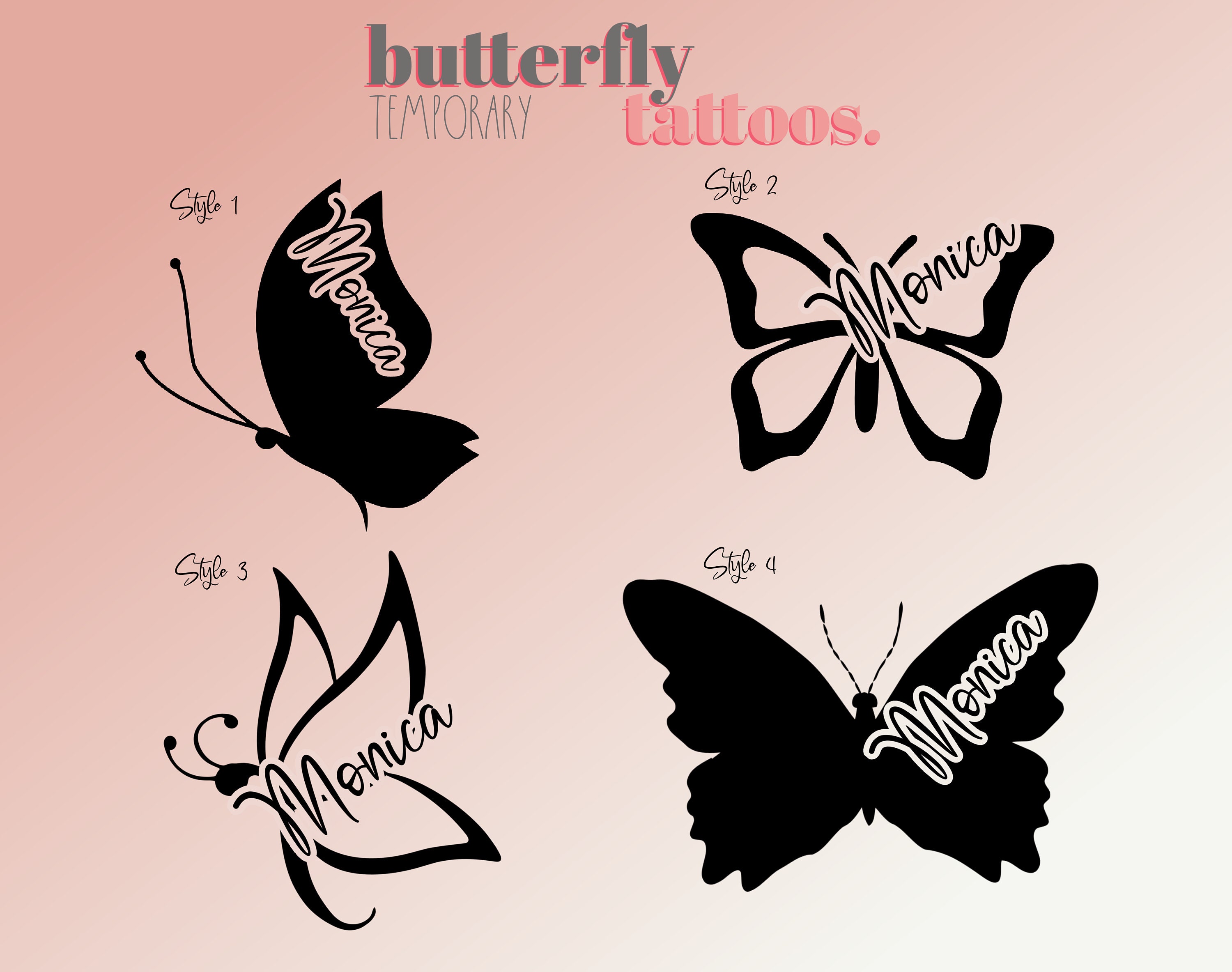 Custom Butterfly Temporary Personalized Name Tattoo - Etsy Custom Butterfly Temporary Personalized Name Tattoo - Etsy