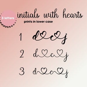 Custom Initials With Hearts Personalized Name Tattoo HEARTS