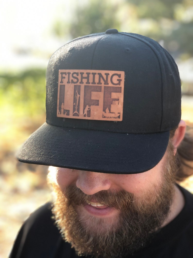 Fishing Life Hat Fishing Hat Dad Hat Snapback Hat Leather Etsy