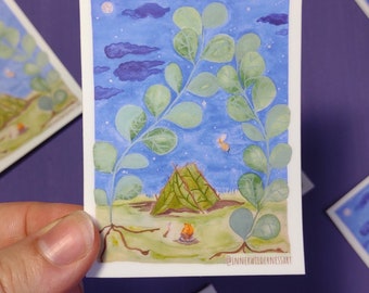 Fairy Camp Sticker: Watercolor Illustration, Waterproof Vinyl