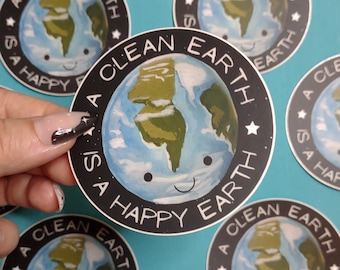 Happy Earth Day Sticker: Watercolor Planet, Environmental Decal