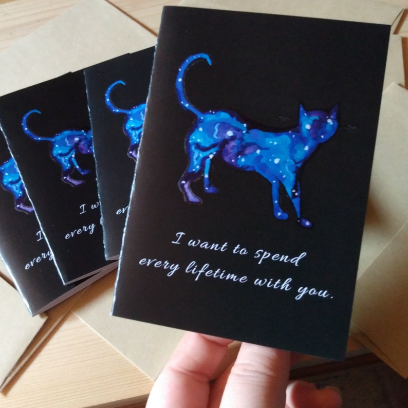 girlfriend card, I want to spend every lifetime with you anniversary card A1 blank greeting card Cat Valentine/'s day card