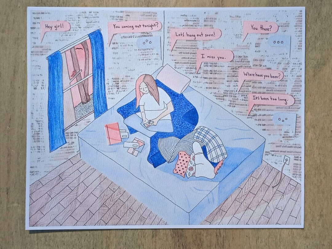 Depression Self Portrait, Sorry I Missed Your Message 8x10 Print, Mixed ...