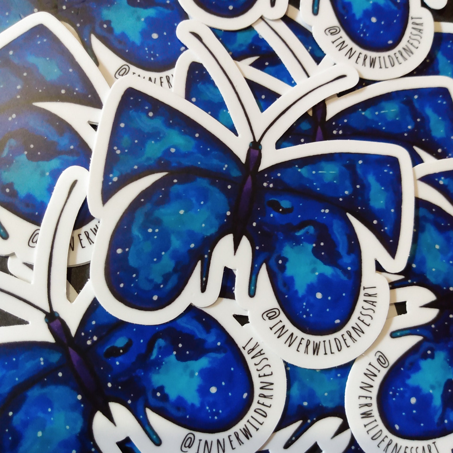 Blue Galaxy Butterfly Sticker, Blue Cosmic Sticker, Mariposa Sticker ...