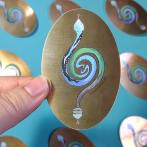 Adesivo de cobra, "Cobra do Universo", Terra e céu, arte de cobra, arte mística