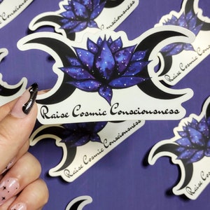 drievoudige maansticker, lotussticker, spirituele sticker, originele kunststicker, sticker van 4 x 2 inch