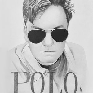 Original Pencil Drawing of Tim Dillon in a Polo Ad (print)