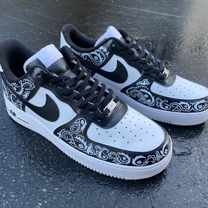 Black Bandana Nike Air Force 1 Hand Painted Shoes | Etsy