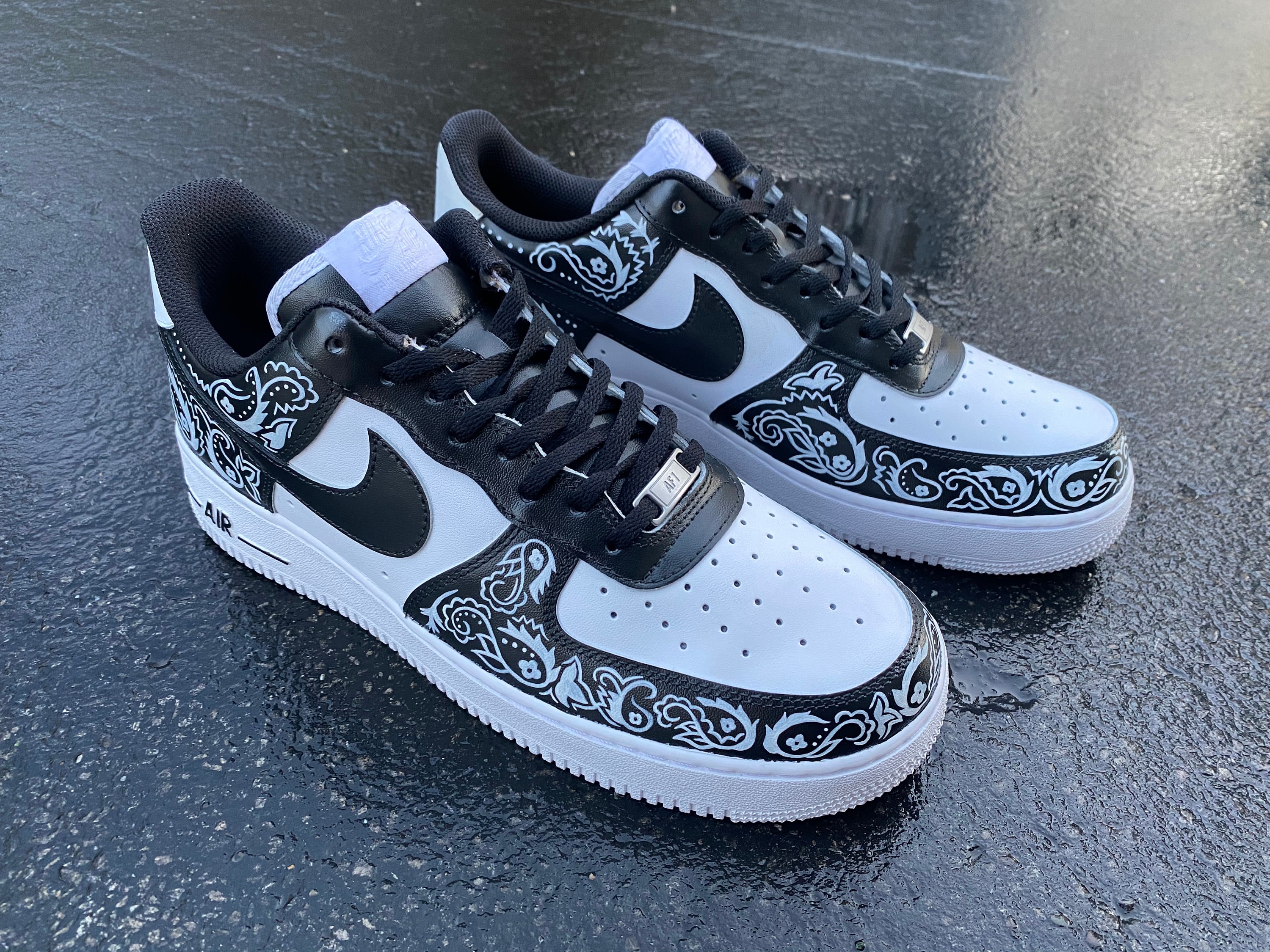 Custom Nike Air Force 1 Bandana Patchwork Paisley Print - Custom Nike Shoes