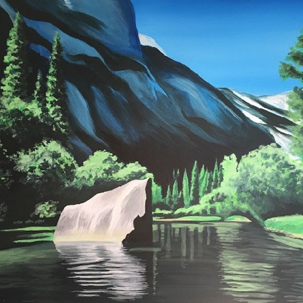 Mirror Lake (high quality print of original acrylic painting) Yosemite National Park, California