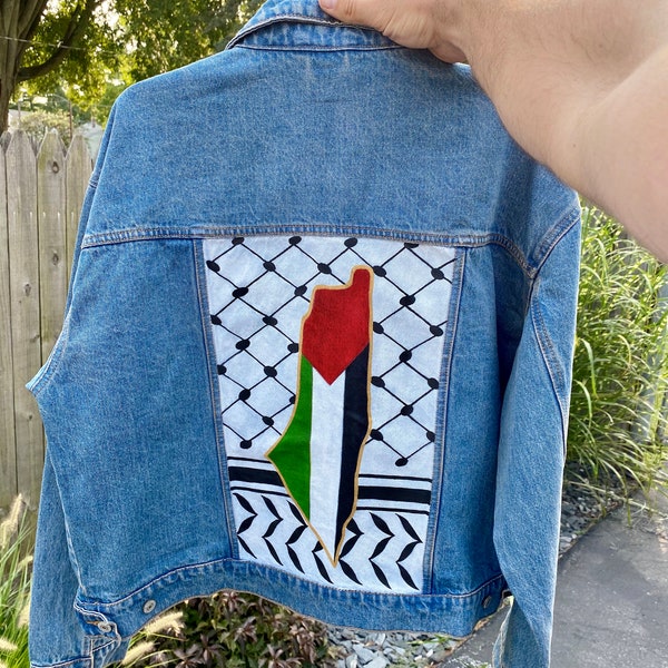 Palestine Jean Jacket - Hand Painted