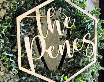 Letrero de nombre hexagonal para familia, regalo de inauguración de la casa, letrero de pared colgante personalizado cortado con láser 3D, letrero con nombre, decoración de pared, letreros de madera, personalizado, decoración del hogar
