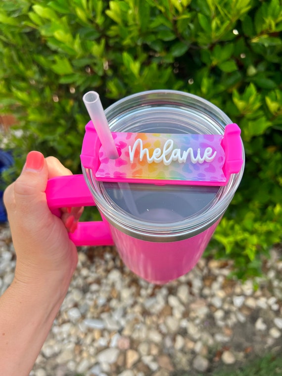 Personalized Tumbler Name Plate, Glitter Stanley Name Plate, Stanley Cup  Accessories, Stanley Cup Name Plate 40 Oz, Stanley Name Plate 30 Oz -  Stanley Tumbler - Stylish Stanley Tumbler - Pink Barbie Citron Dye Tie