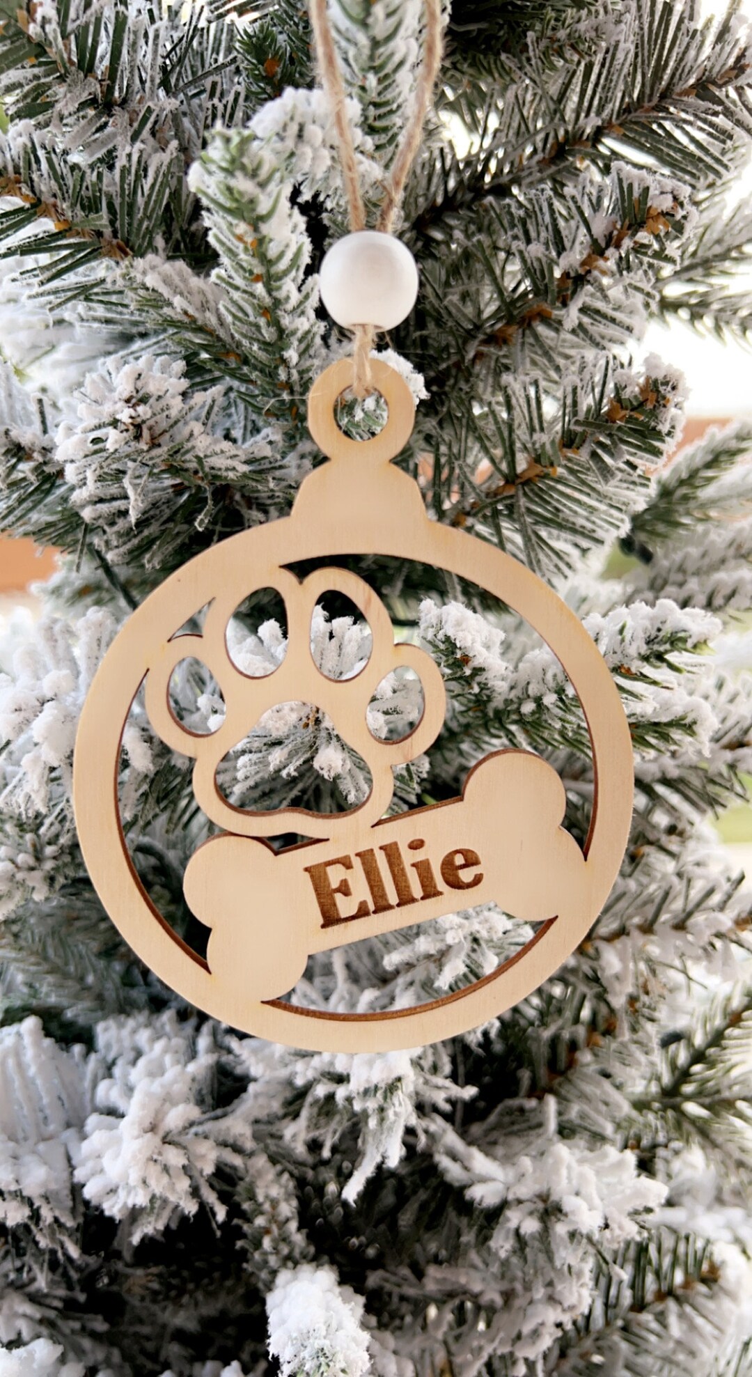 Personalized Wooden Dog Paw Ornament, Custom Pet Christmas Ornament ...