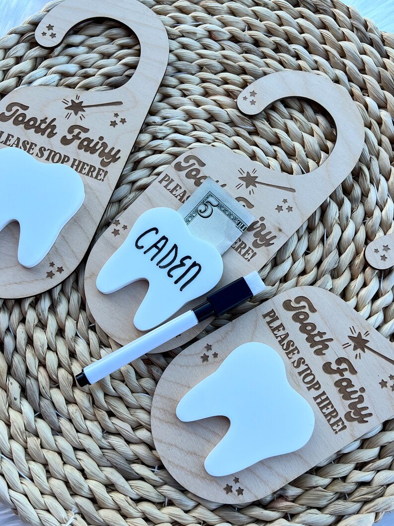 Tooth Fairy Wooden Door Hanger || Custom Name Tooth Fairy Pick up Box ...