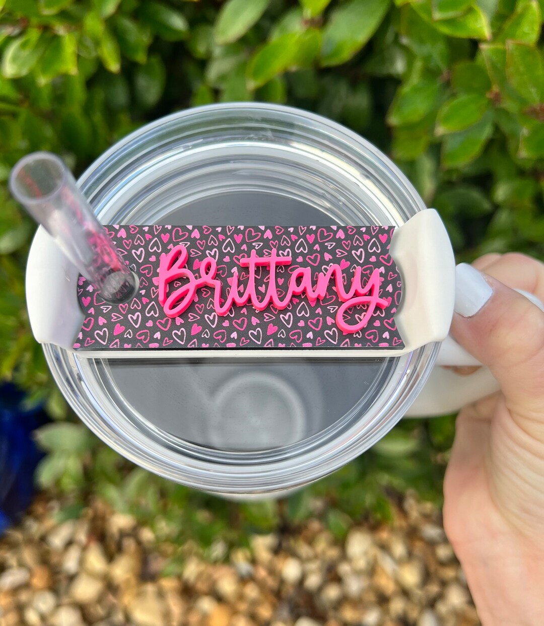 Heart Valentine's Stanely Lid Tag, Valentine's Stanley Name Plate