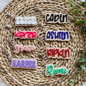 Backpack Tags, Kids Keychains, Personalized Keychain, Acrylic Keychain, Name Tag, Kids Luggage Tag, Diaper Bag Tag