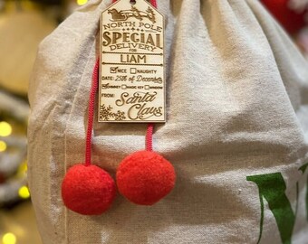 Personalized Santa Gift Tag, Santa Tag, Gift Tag, Stocking Tag, Personalized Gift Tag, Special Delivery Tag, Christmas Ornament