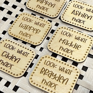 Look What I Made Magnet, Display Child’s Art, Engraved Wood Refrigerator Magnet, Personalized Kids Magnet, Custom Wood Magnet,