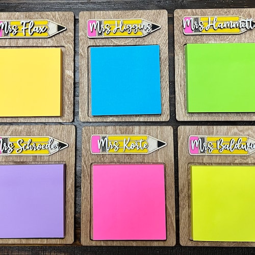 Teacher Sticky Note Holder Personalized Teacher Gift Teacher Etsy
