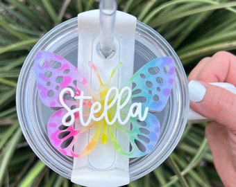 Placa de nombre de Butterfly Stanley // Etiqueta de tapa de Butterfly Stanley // Accesorios de copa Stanley // Toppers de 30 oz y 40 oz