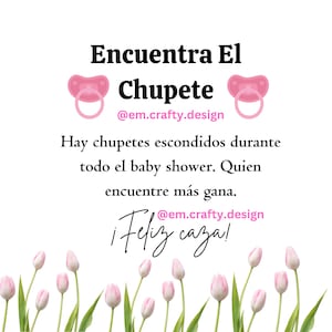 Juegos de baby shower,  Juego del Chupete de Bebé en Español Nina, descarga inmediata,  baby shower games in Spanish, instant download