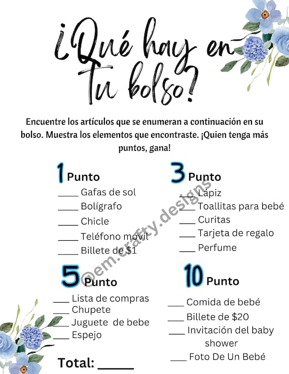 Juegos De Baby Shower, Que Hay En Tu Bolso Juego, Descarga