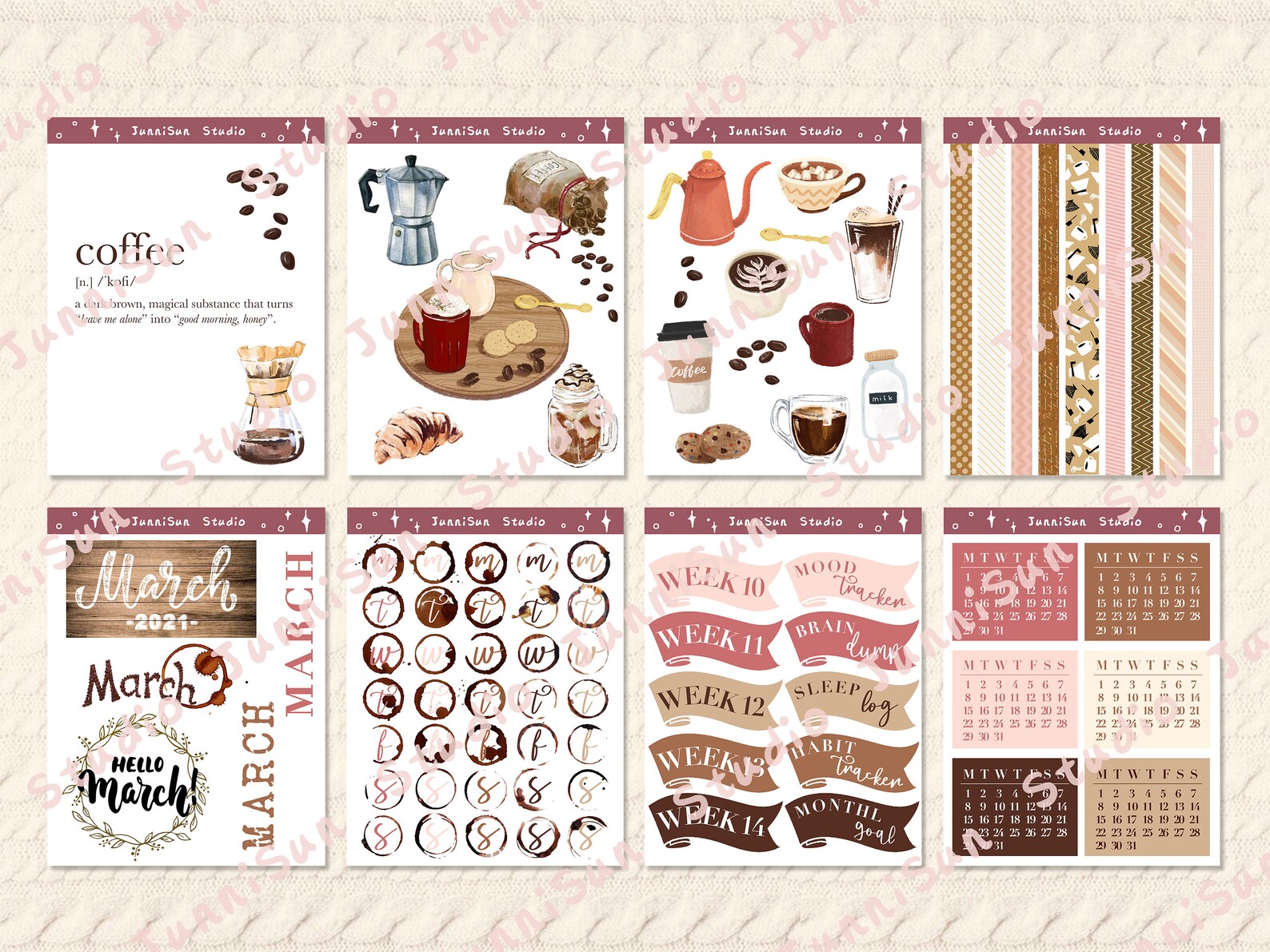 Coffee Bullet Journal &amp; Planner Kit / stickers / printable | Etsy