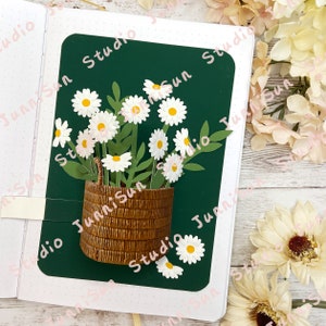 Gänseblümchen POP-UP Kartenvorlage | JunniSun Bullet Journal