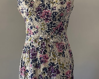 Vintage 1960's Pat Sandler Floral Sequin Shift Dress