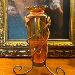 Vintage Amber Glass Vase