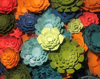 Hand-Made Paper Flowers for Decor, Weddings, Shower, Birthday, Gifts, Crafts! Large or Small: Sets of 7, 9, 11 - CUSTOM ORDERS AVAIL!