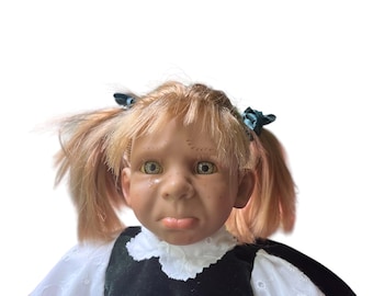 Vintage Crying Character Doll – Sad Doll with Teary Eyes, Runny Nose and Freckled Face