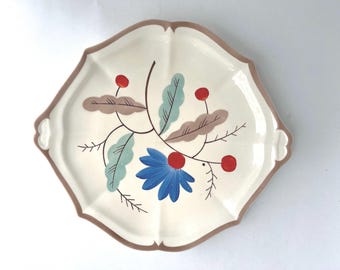 Vintage Société Céramique Maastricht Plate | Embossed Floral Relief, Dutch Pottery