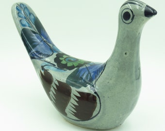Tonala Mexico Burnished Pottery Pigeon Vintage Souvenir Signed PS