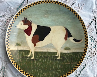 Warren Kimble Folk Art Plate | Barnyard Dog Americana Decor