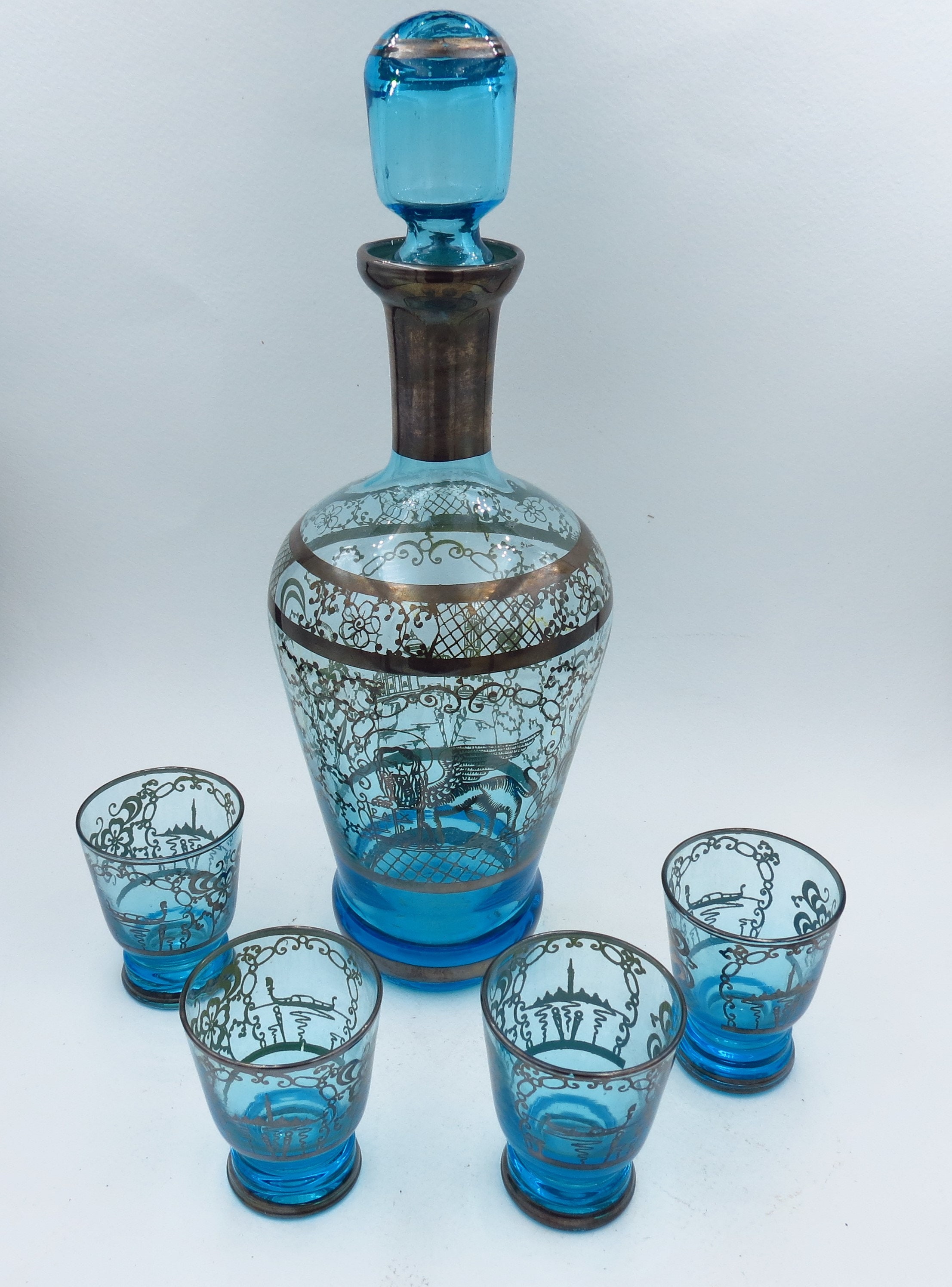 Glass Decanter Carafe Set With 4 Cups Etsy UK