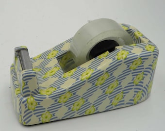 Vintage tape dispenser - mid century floral desk accessory - vintage plakbanddispenser