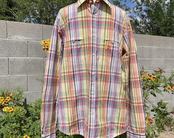 46664 It's in our Hands Colorful Plaid Button Down Shirt Mens Large N.Mandela 41
