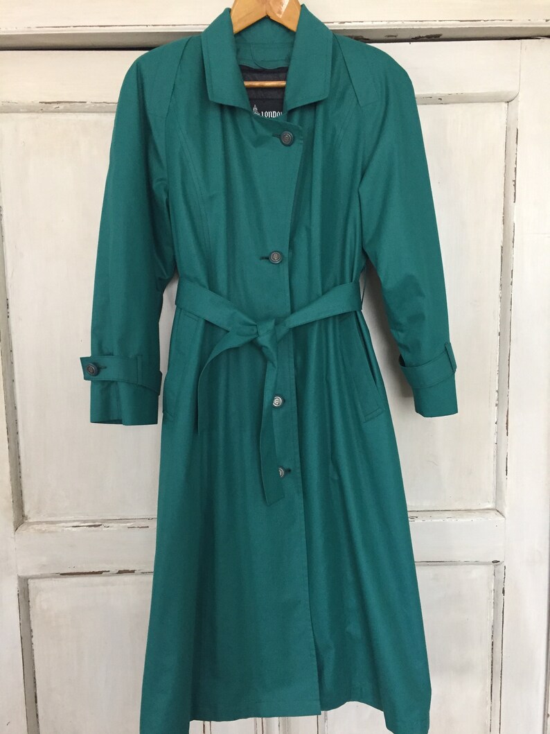 Vintage London Fog Trench Coat with Wool Liner in Teal Green | Etsy