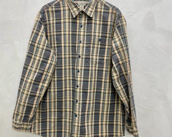 Vintage LL Bean Mens Plaid Button Down Shirt Large Tall Vintage Plaid Mens Shirt