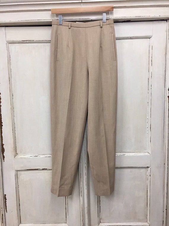 Vintage Wool Pleated Pants, High Waisted Pants Siz