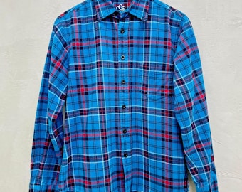 Vintage 90s Plaid Flannel Shirt Mens Small Womens Medium Plaid Flannel Blue Red